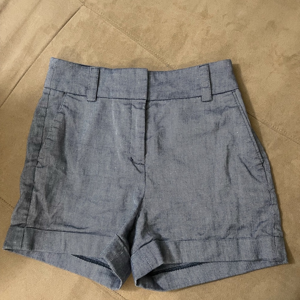 Express MIDI HIGHRISE LINEN DENIM SHORTS size 2